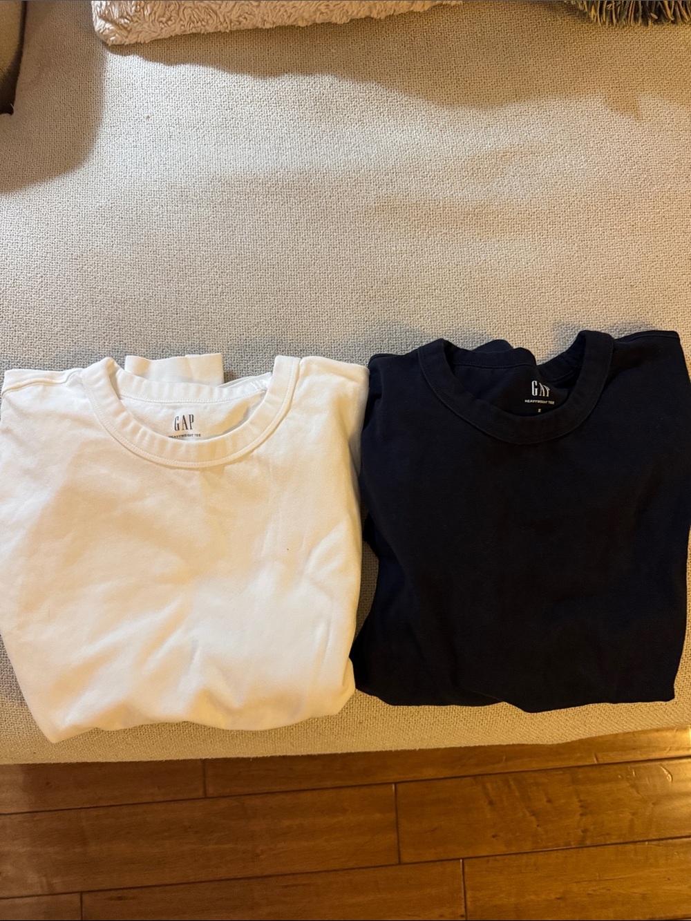 GAP - 2 long sleeve heavy cotton tees White and Navy XL. Comfortable!!